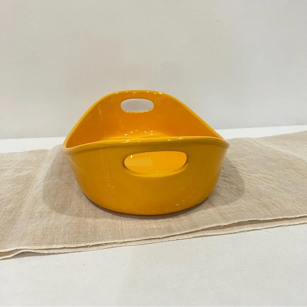 Rachel Ray 4 Quart Oval Baker Dish Yellow Mustard Stoneware Glazed Glassy